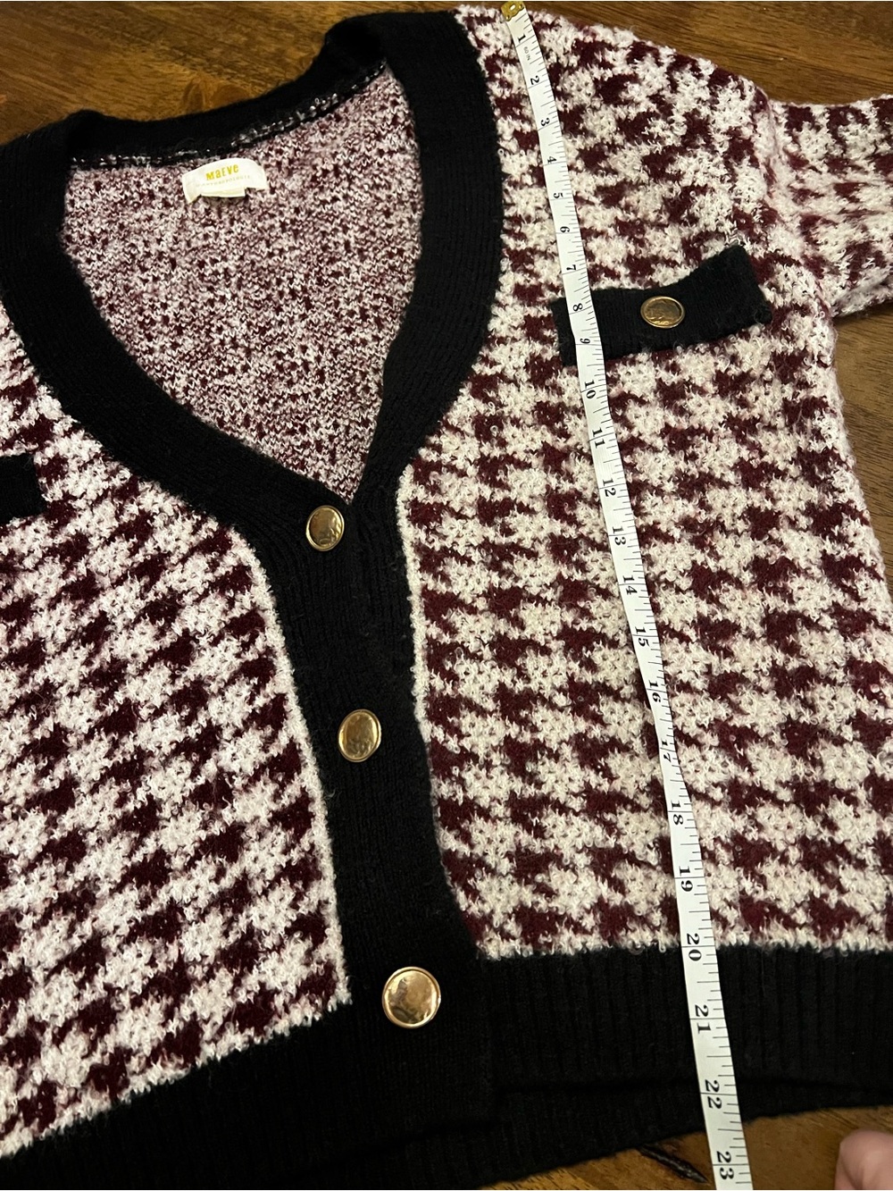 Anthropologie Maeve Houndstooth Cardigan Sweater Small - Picture 10 of 13